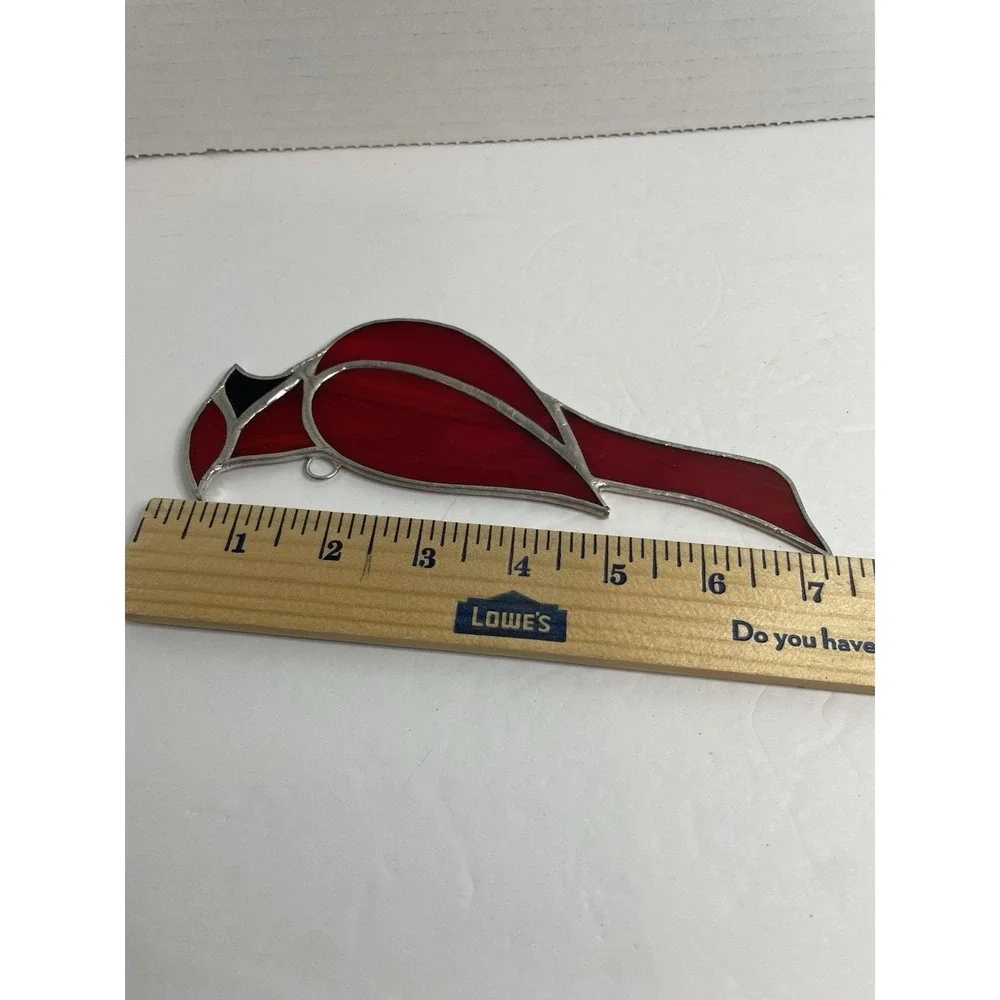 Cardinal Stain Glass Sun Catcher Red Bird Hanging Bird 7 1/2